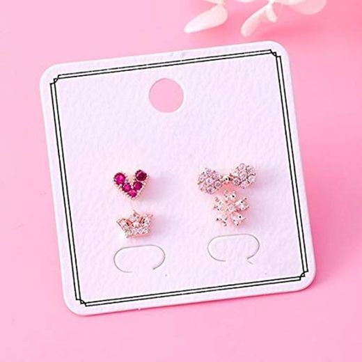 Pendientes de aleación Exquisito Micro Pave Zircon Crown Heart Stud Pendientes para