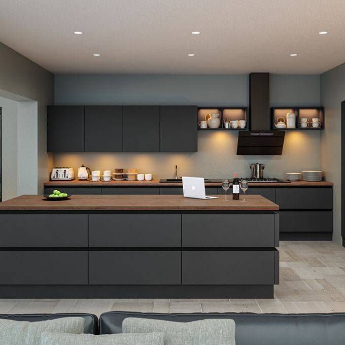 Fashion Kitchen black and wood