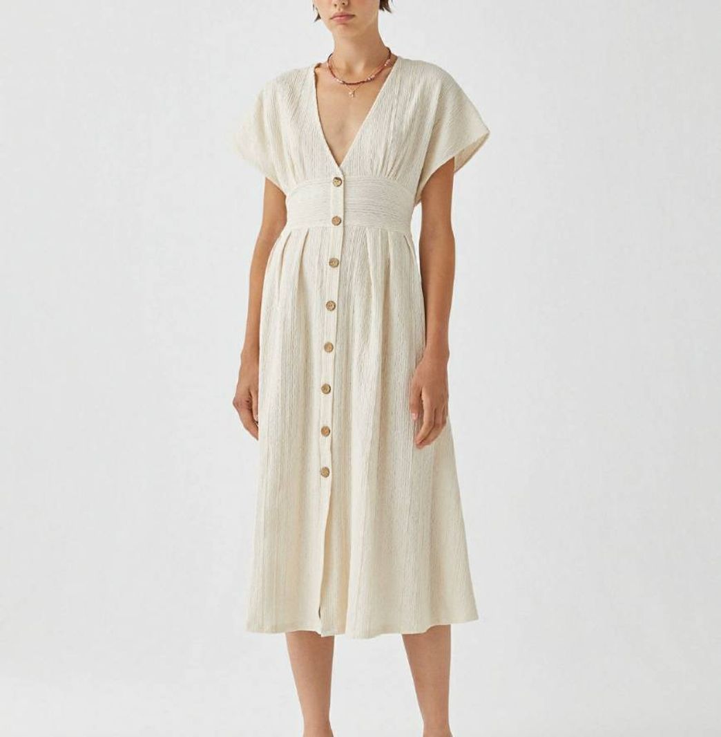 Vestido midi rústico com textura