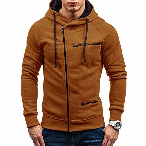 Moda riou Sudadera Hombres Jersey Cuello Alto con Capucha Slim Fit Hoodie Deportes