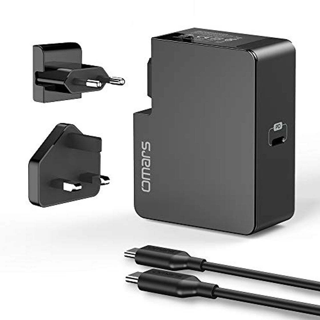 Productos Omars Power Delivery 3.0 Cargador USB C 60W con Enchufes EU & UK Reemplazable, 1