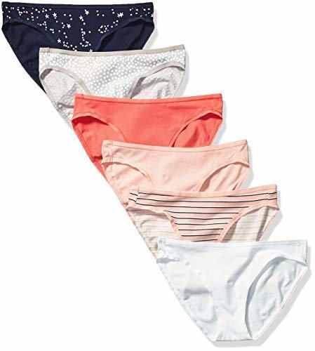 Amazon Essentials 6-Pack Cotton Bikini Underwear, Stars & Dots, US S