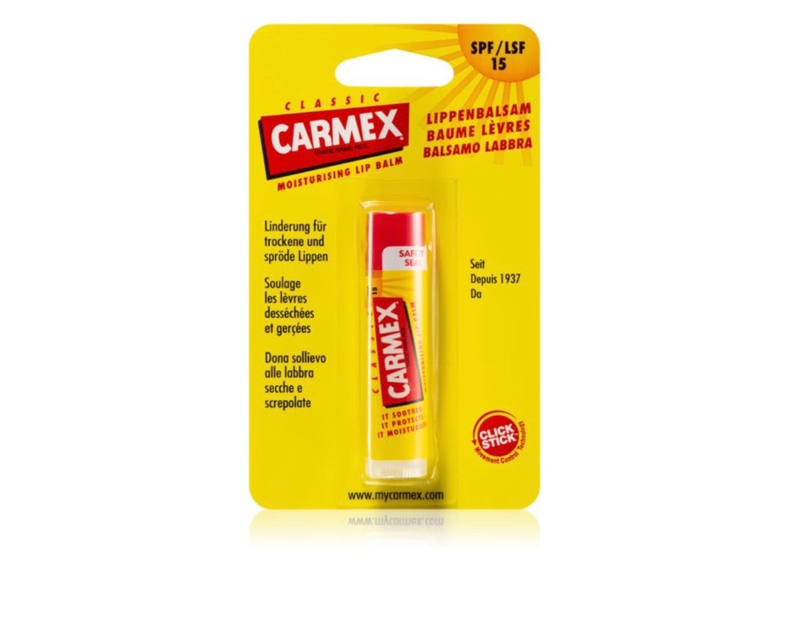 Moda Carmex Classic
bálsamo hidratante para lábios em stick SPF 1