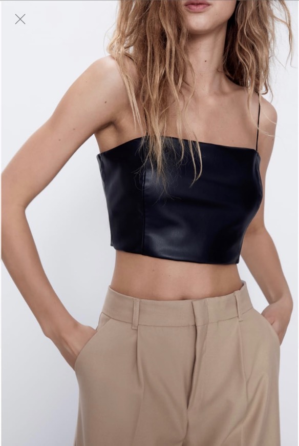 Fashion Crop top efeito pele ZARA