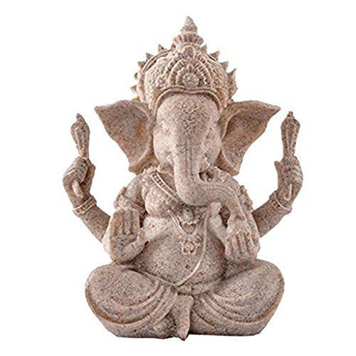 PIXNOR Estatua de elefante de Ganesha Buddha de piedra arenisca escultura estatuilla