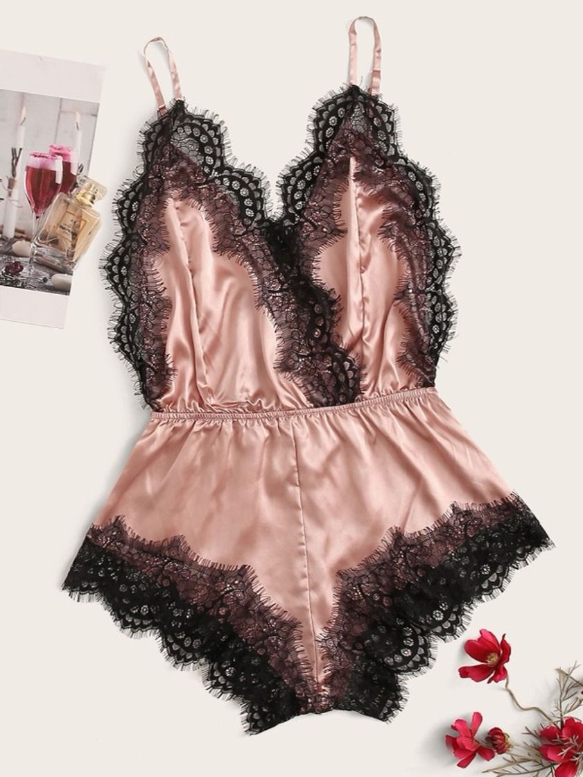 Moda Lingerie rosa sensual 