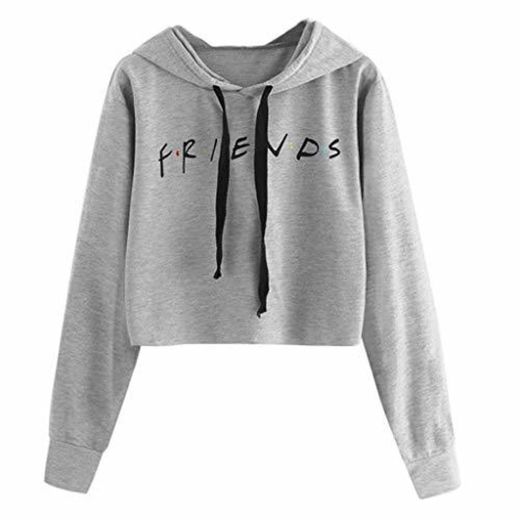 JAGENIE Womens Friends Letter Impreso Hoodies Casual Crop Tops Pullover Sudaderas Suaves
