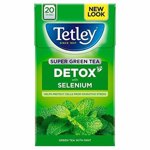 Bolsitas De Té De Menta Desintoxicación Tetley Verdes Estupendos 20 Por Paquete