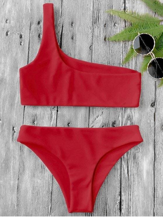 Fashion ZAFUL One Shoulder Bikini Set