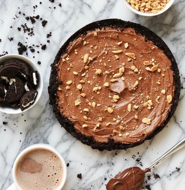 Tarte de nutella com base de bolacha oreo