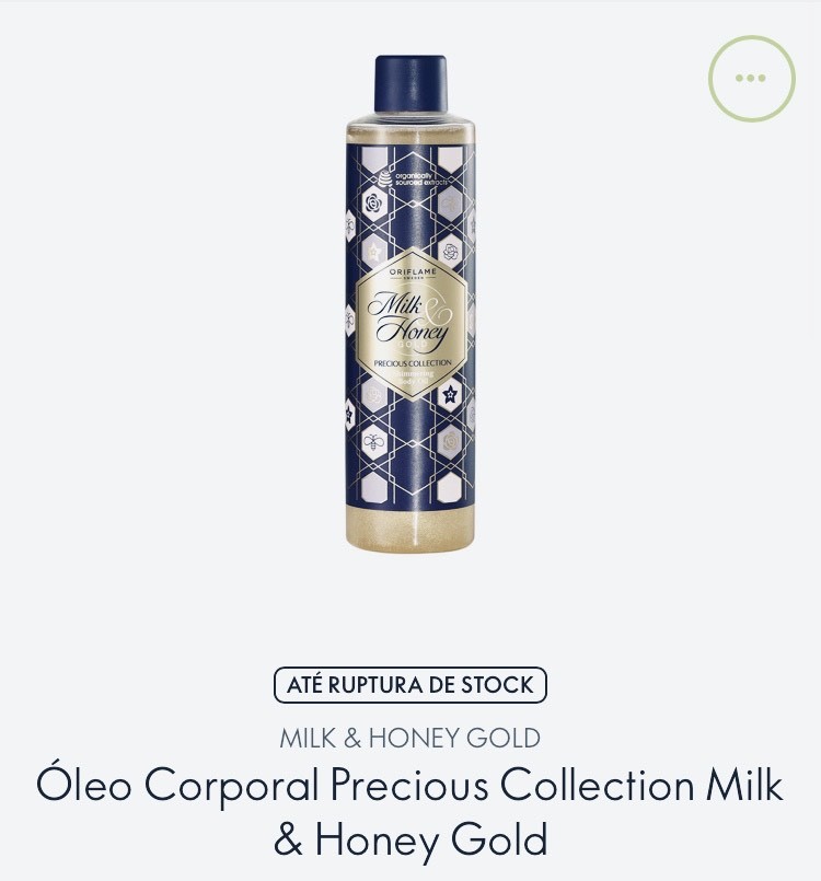 Producto Óleo Corporal c/ Cor Brilhante de Leite & Mel