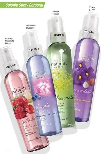 Place 4 x 100ml Avon Naturals habitación