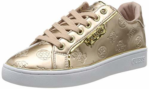 Moda Guess Banq/Active Lady/Leather Like, Zapatillas de Gimnasia para Mujer, Beige