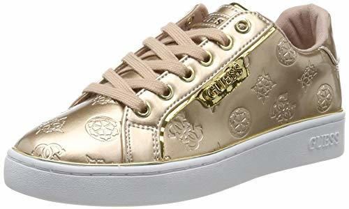 Guess Banq/Active Lady/Leather Like, Zapatillas de Gimnasia para Mujer, Beige