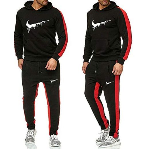 Wxyfl Hombres Tracksuit Color Sólido Jogging Sudaderas con Capucha Conjuntos Chándal con