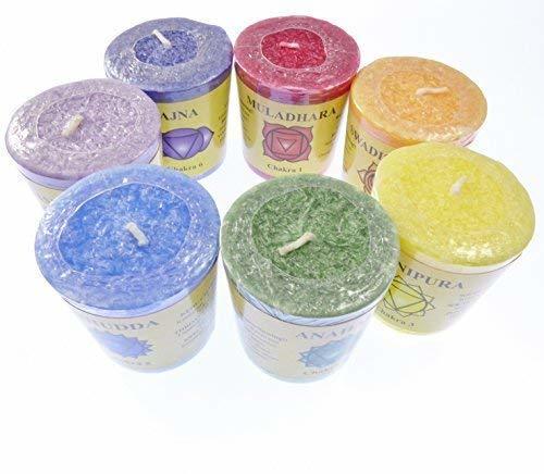 Product 7 x Comercio justo arcoiris chakra velas votivas set de regalo aromático