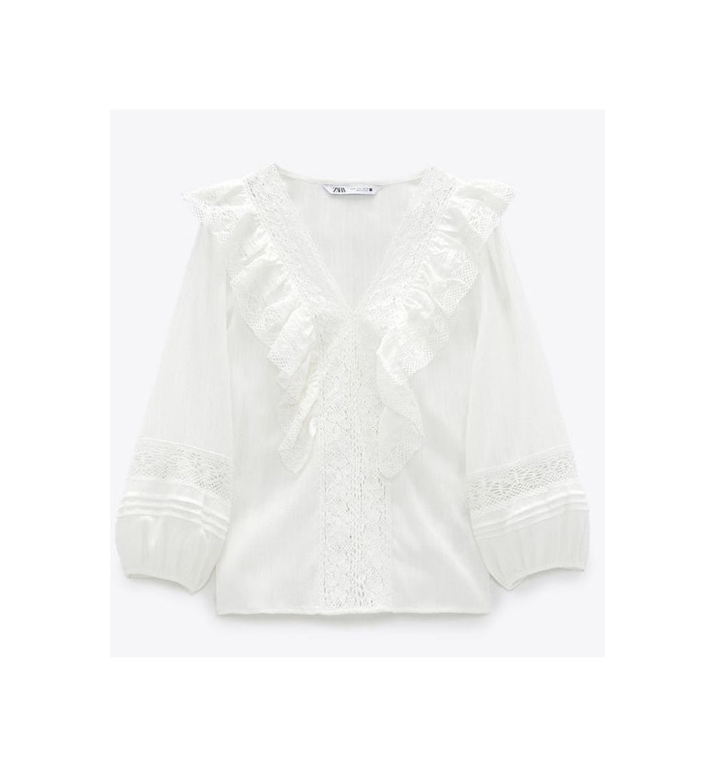 Social Blusa com folhos e renda