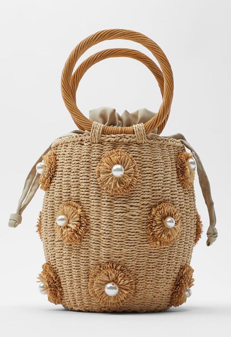 Social Mala tipo cesta com alça com pérolas