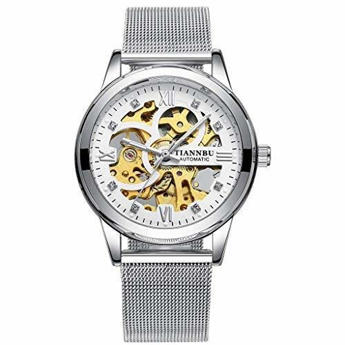 Rolexes Clock Shop Reloj mecánico para Hombre, Reloj Casual de Acero Inoxidable