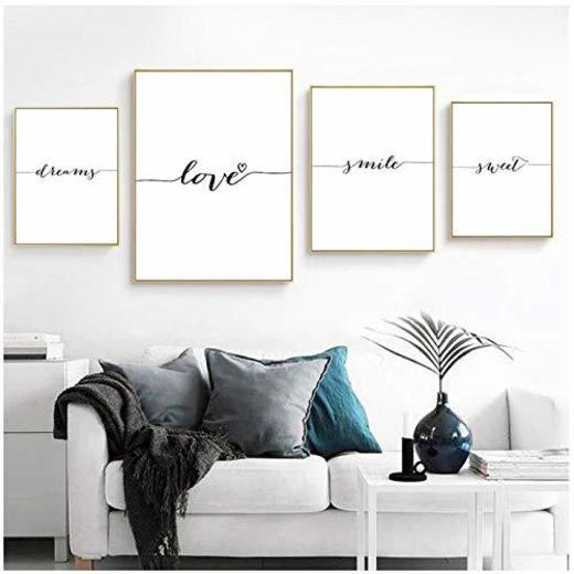 Love Smile Dream Sweet Canvas Poster and Prints Painting Wall Art Decorative