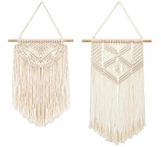 Mkouo 2 Pcs Macramé Colgar en la Pared Small Tapiz de Arte