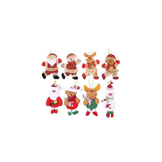 Flysee 8Piezas Adornos árbol Navidad Colgantes Muñecos Papá Noel Ornamentos de Navidad Decoración Fiesta Regalo Adornos Navideños Manualidades