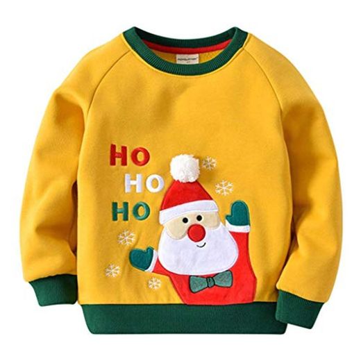 Sudaderas para Niños Navidad Ciervos Bebé Camisetas de Manga Larga Niñas Sweatshirt