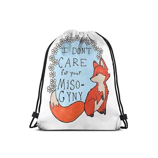 Clothing decoration Feminist Fox Drawstring Backpack Bag Lightweight Gym Travel Yoga Casual Snackpack Shoulder Bag for Hiking Swimming Beach