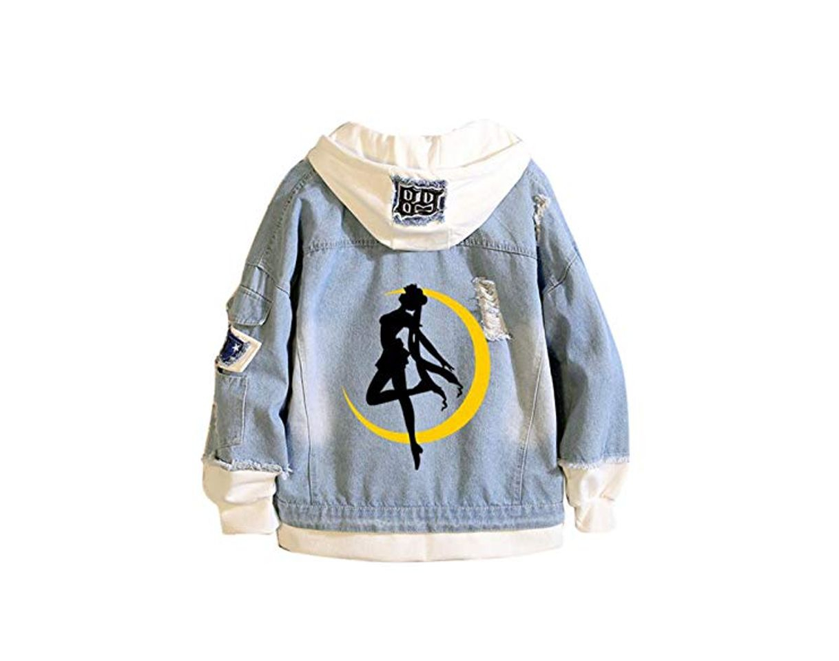 Moda Anime Sailor Moon Denim Hoodie Chaqueta Abrigo Mujeres Adolescentes Sailor Moon Cosplay Sudadera