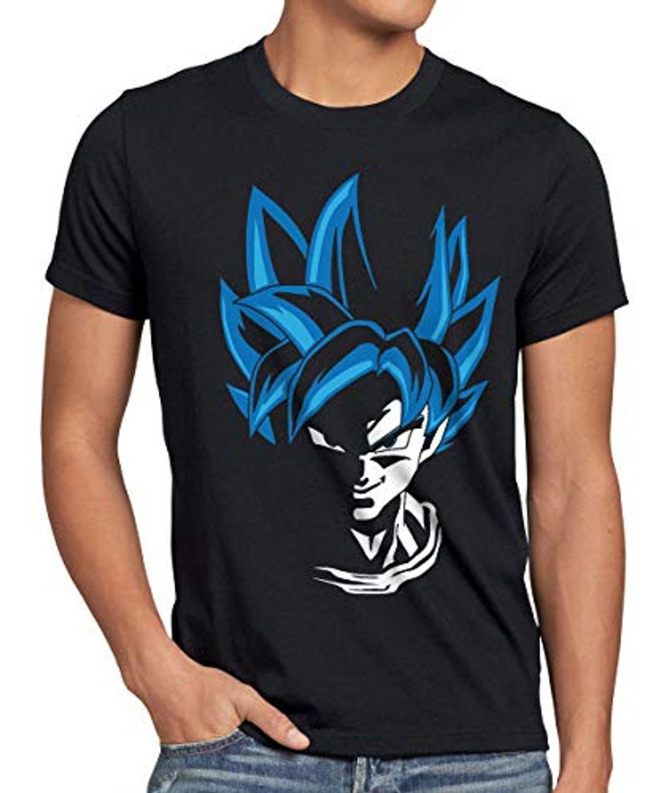 Moda style3 Super Goku Blue God Modo Camiseta para Hombre T-Shirt, Talla