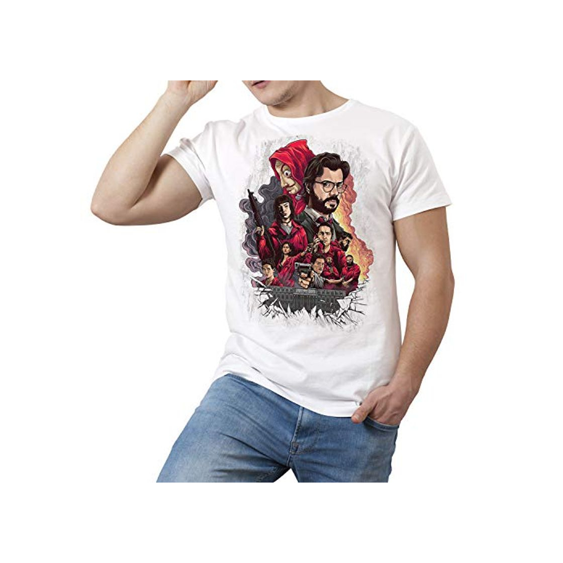 Fashion Camiseta Series Televisión Hombre - Unisex La Casa de Papel, Personajes