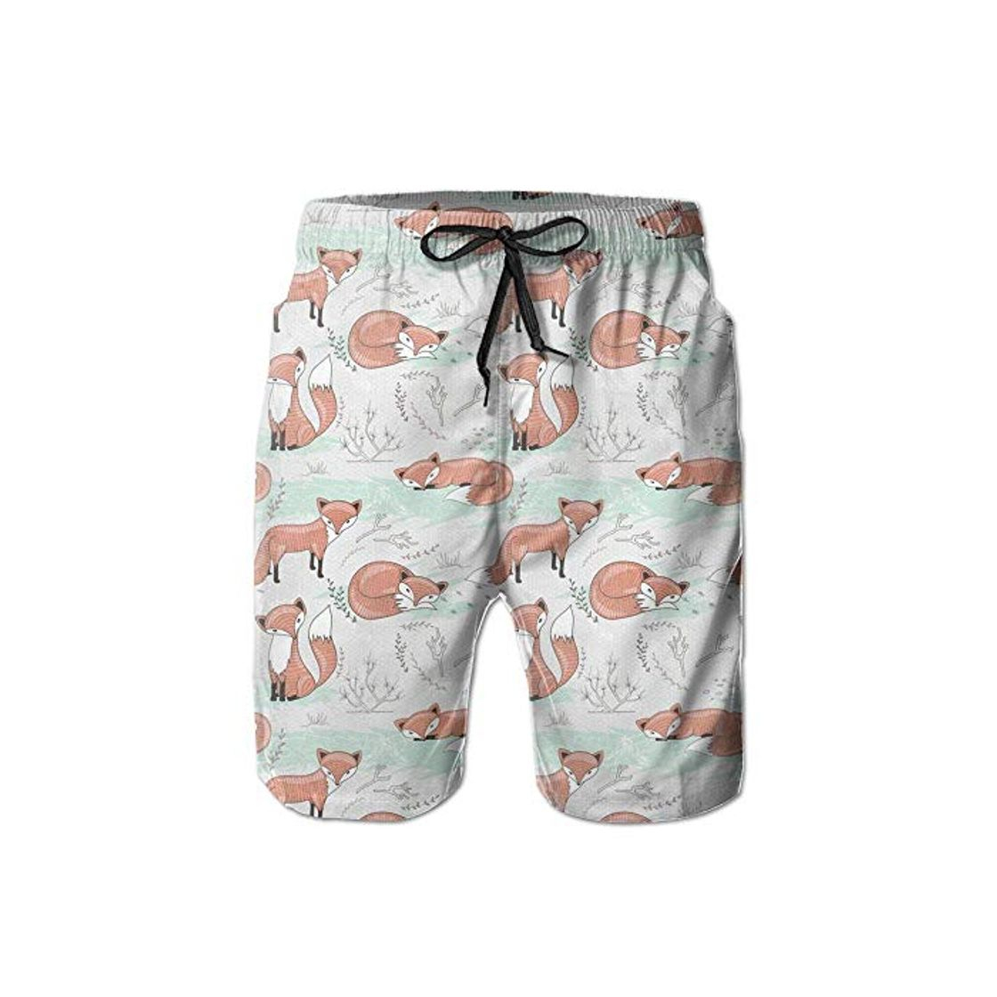 Moda Feeling Foxy Fox Pantalón Corto de Playa de Secado rápido para Hombre Pantalones Cortos de natación