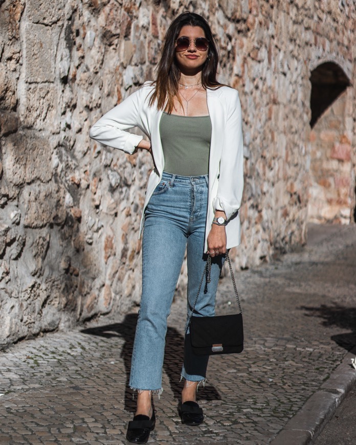 Jeans de cintura subida 