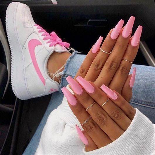 Moda Unhas rosa 