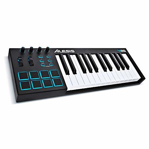 Electrónica Alesis V25 - Teclado controlador USB-MIDI portátil de 25 teclas con 8