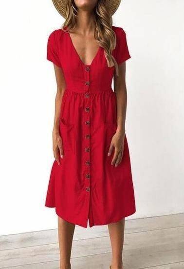 Fashion Vestido midi vermelho