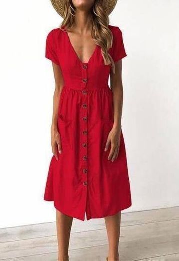 Vestido midi vermelho