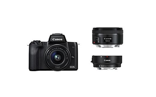 Canon EOS M50 Negro EF-M 15 - 45 + EF Adapter