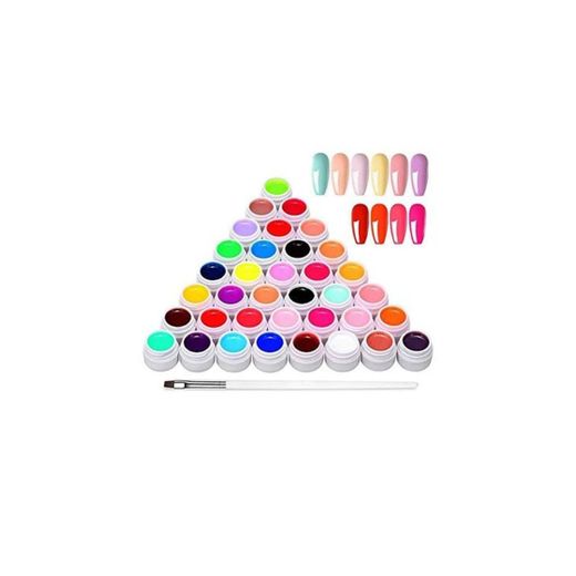 Anself Gel Uñas 36 Colores Art-Pigmentos del Esmalte de Uñas Juego de