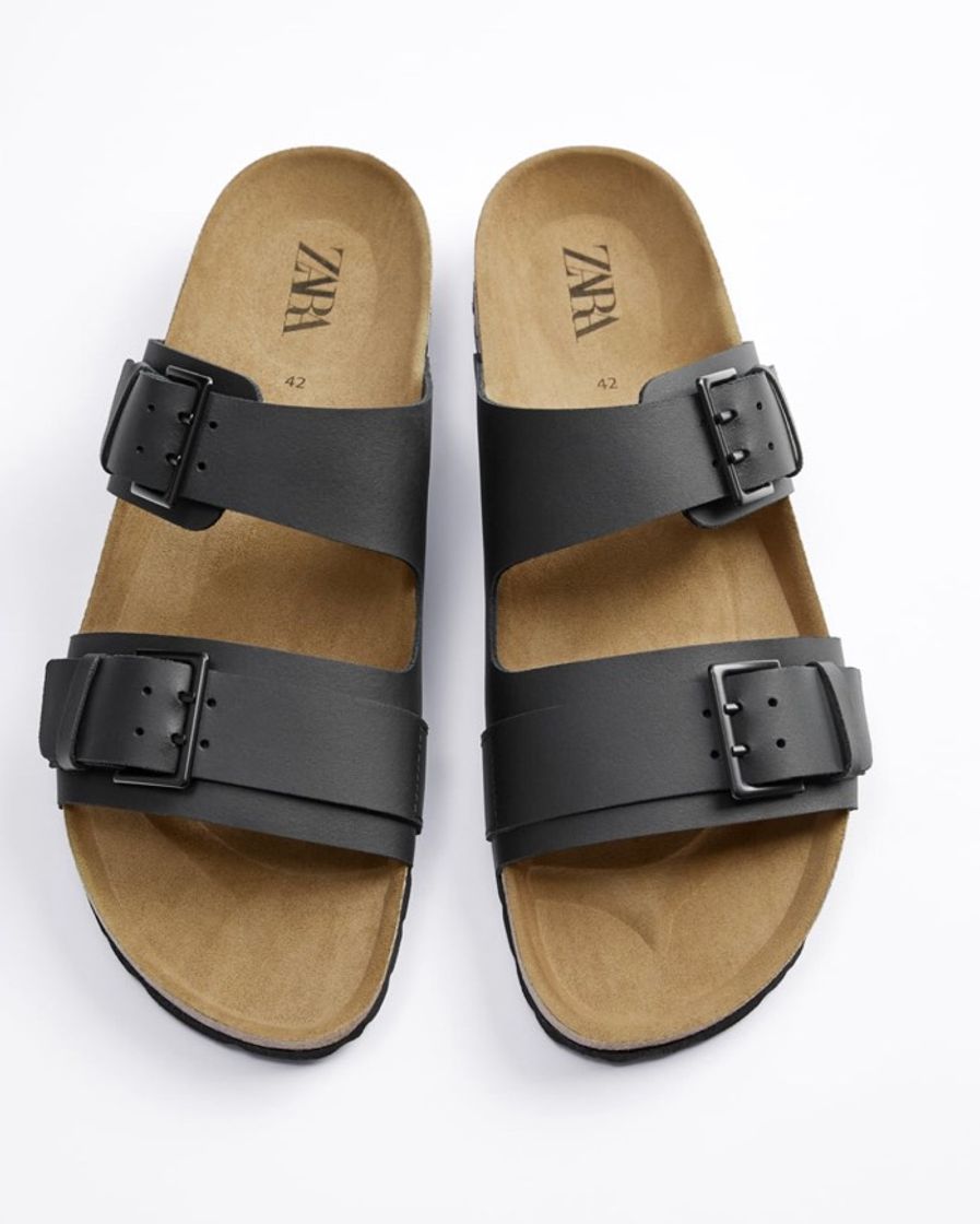 Sandálias pele c/ duas tiras 