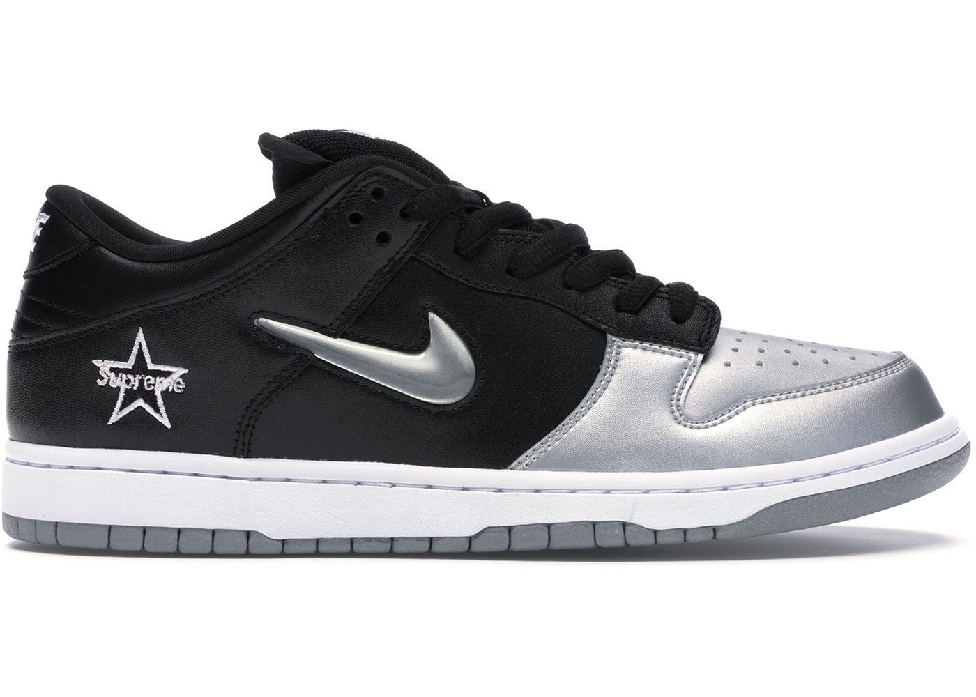 Social Nike SB Dunk Low Supreme Jewel Swoosh Silver - StockX
