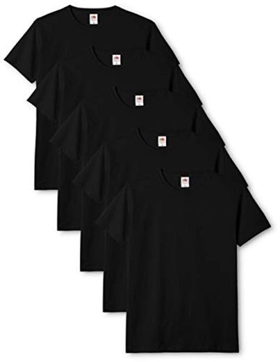 Fruit of the Loom Mens Original 5 Pack T-Shirt Camiseta, Negro