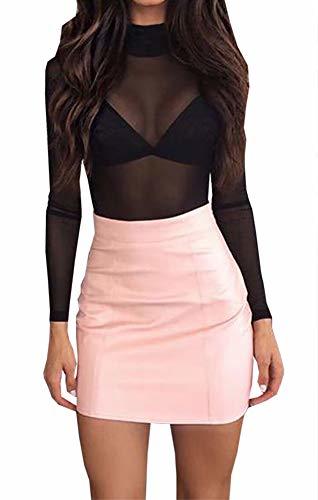 Fashion Loalirando Crop Top Sexy Mujer Manga Larga Top Corto Transparente Slim Chic