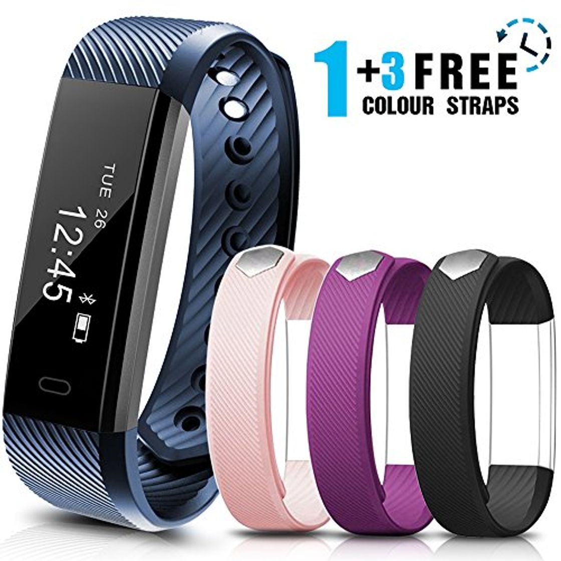 Social Pulsera Actividad MiuVei Pulsera Inteligente Impermeable con 3 Correas Recambias