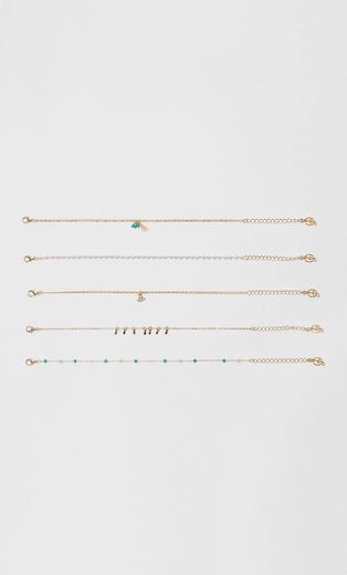 Conjunto de 5 pulseiras stradivarius 