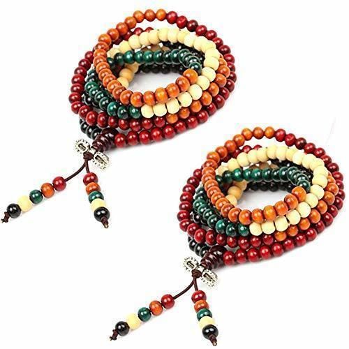 Social Hantier 2 Pack 8mm Tibetano 108 Cuentas Buda Budista Collar Pulsera