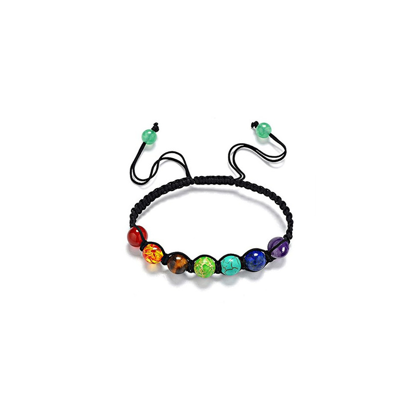 Social 7 chakras pulsera yoga jade ágata kundalini mujer terapias magneticas, curación energética