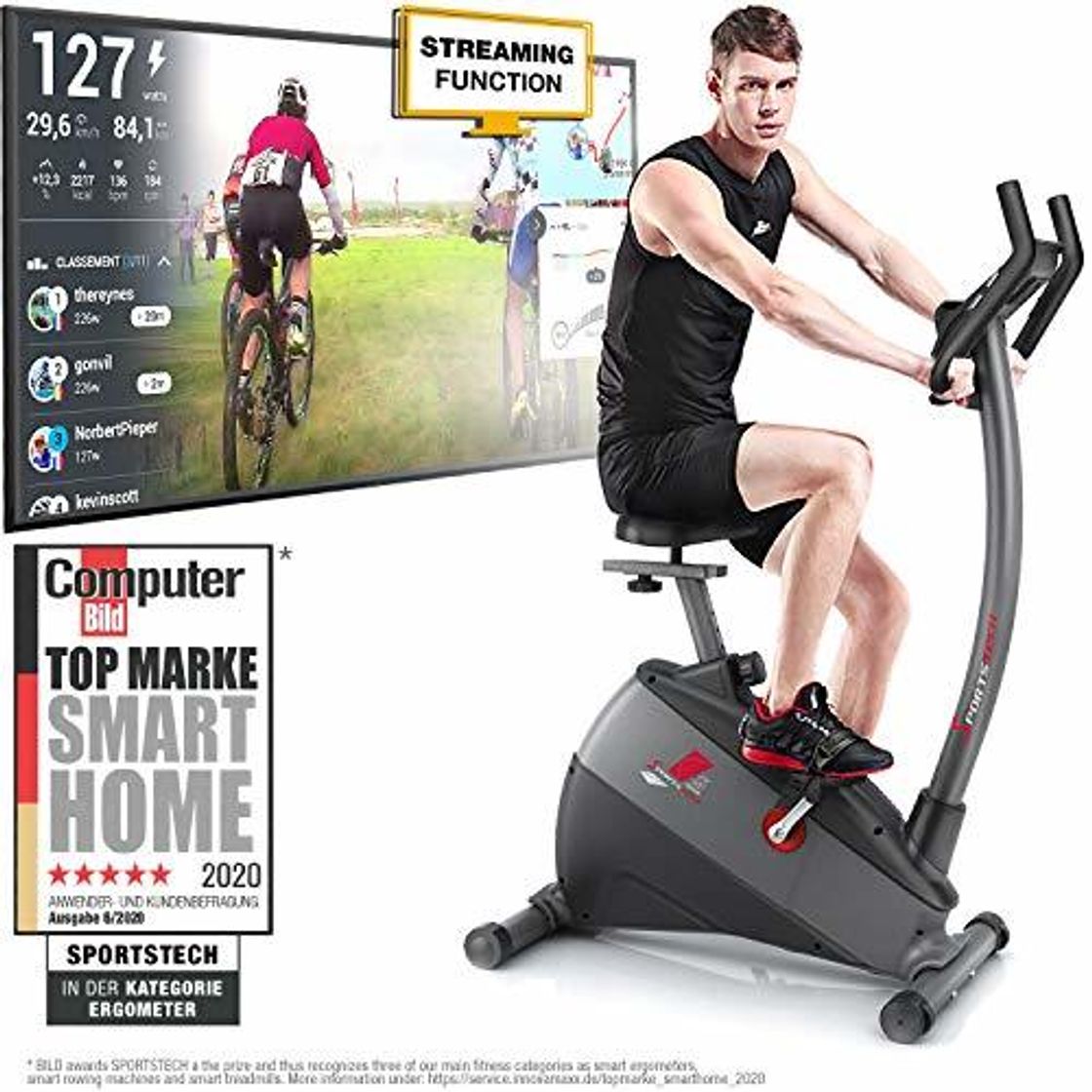 Social Sportstech ESX500 Bicicleta estática - Marca de Calidad Alemana - Vídeos en