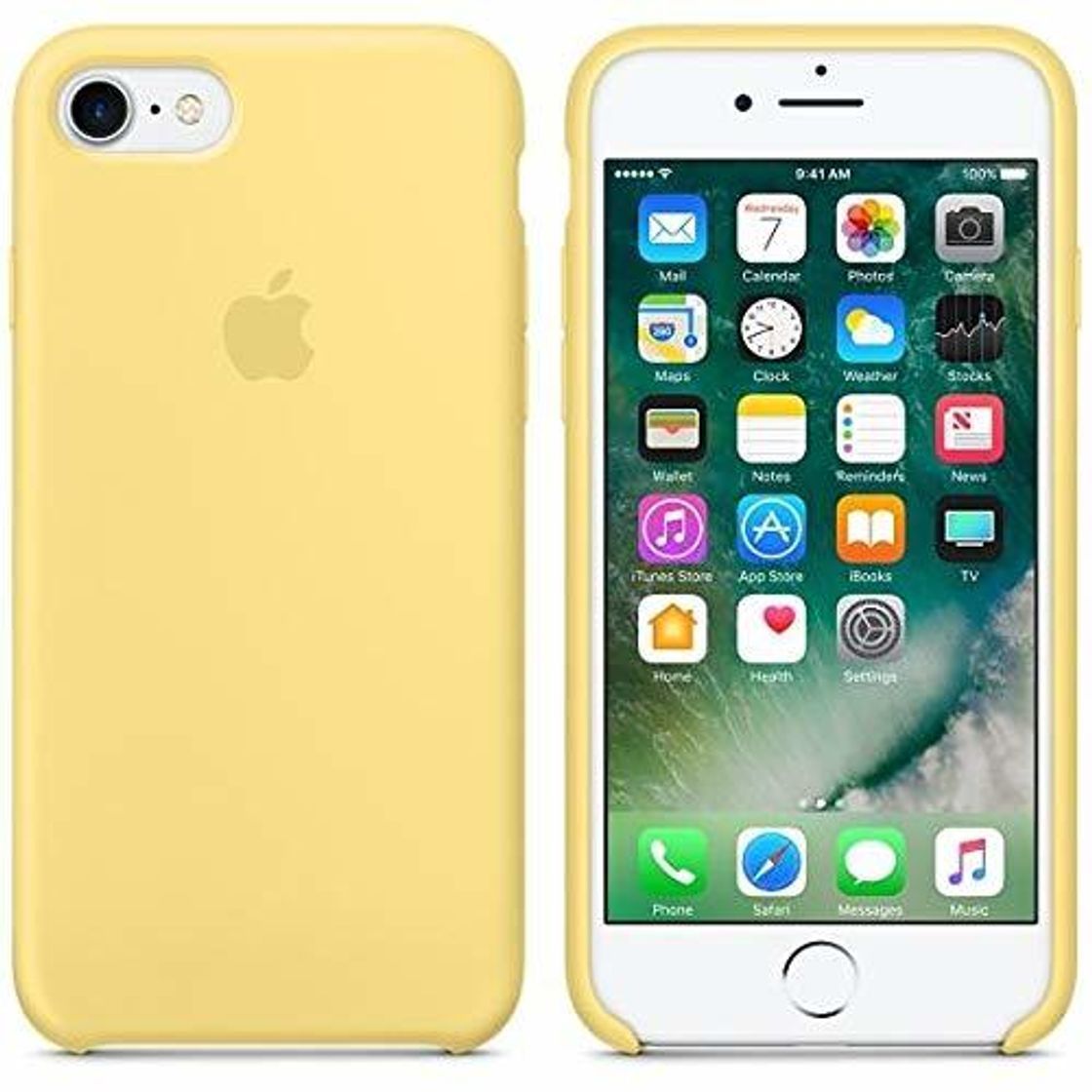 Electronic Desconocido Funda para iPhone 7/8, Silicona Amarillo Pastel Logo Apple, Carcasa Silicona