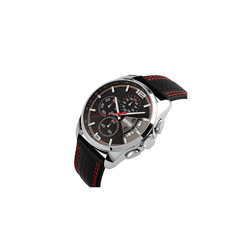 Social Reloj para hombre con correa de cuero